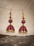 Kundan Meena Jhumka Earrings