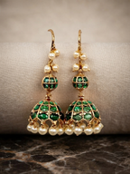 Kundan Meena Jhumka Earrings
