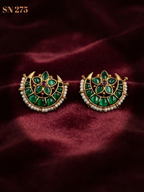 Gold Crescent Floral Stud
