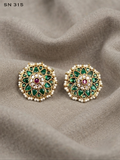 Floral Pearl-Edged Stud Earrings