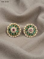 Floral Pearl-Edged Stud Earrings