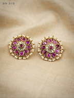 Floral Pearl-Edged Stud Earrings