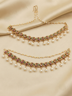 Kundan Kaan Chain with Pearl Drops