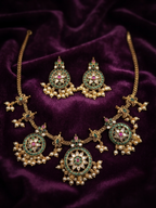 Medallion Necklace Set with Pearl Fringe