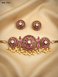 Antique Round Floral Choker with Stud