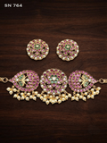Floral Round Choker with Pearl