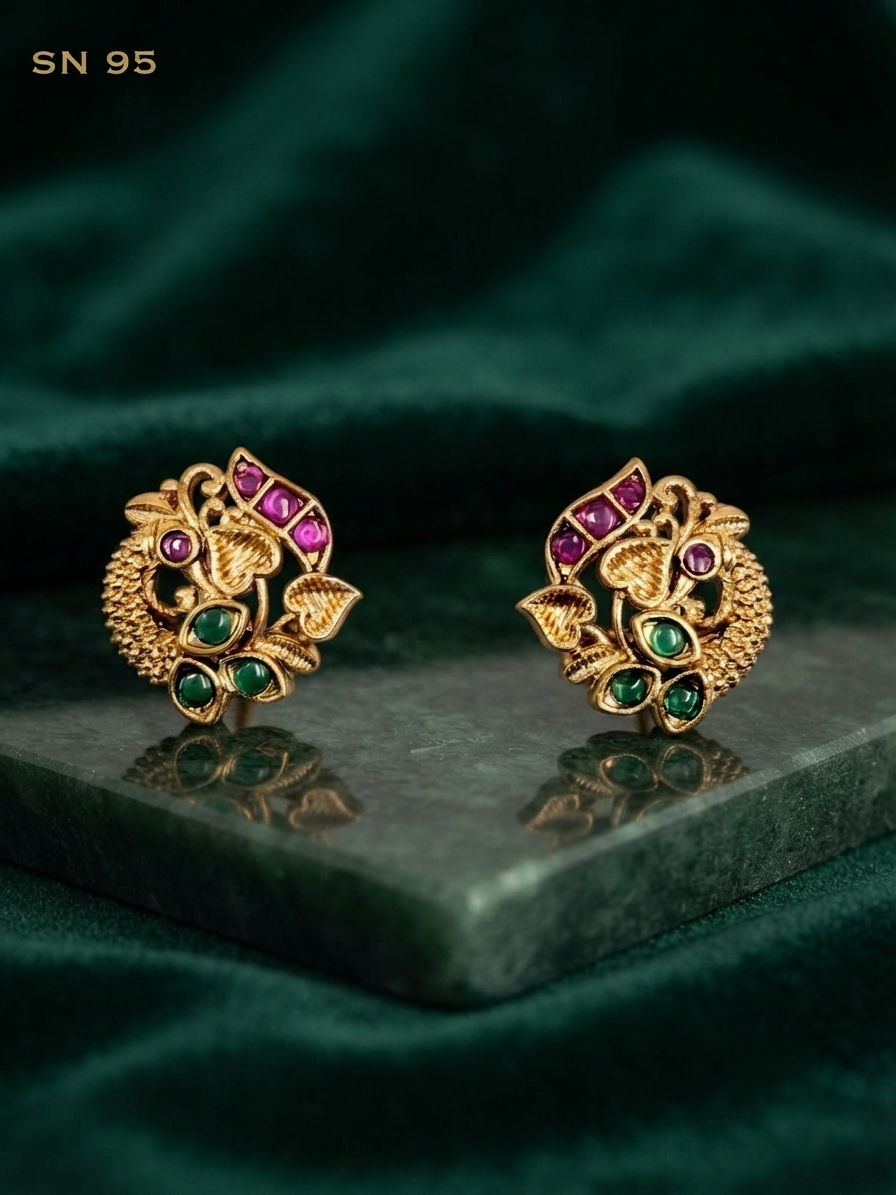 Antique Peacock Studs