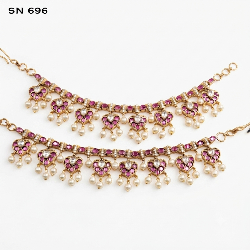 Heart Motif Kaan Chain with Pearl Drops