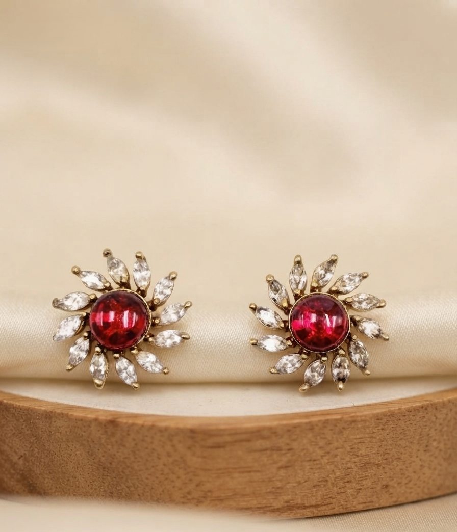 Dual Tone Floral Studs
