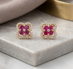 Four-Petal Floral Stud Earrings