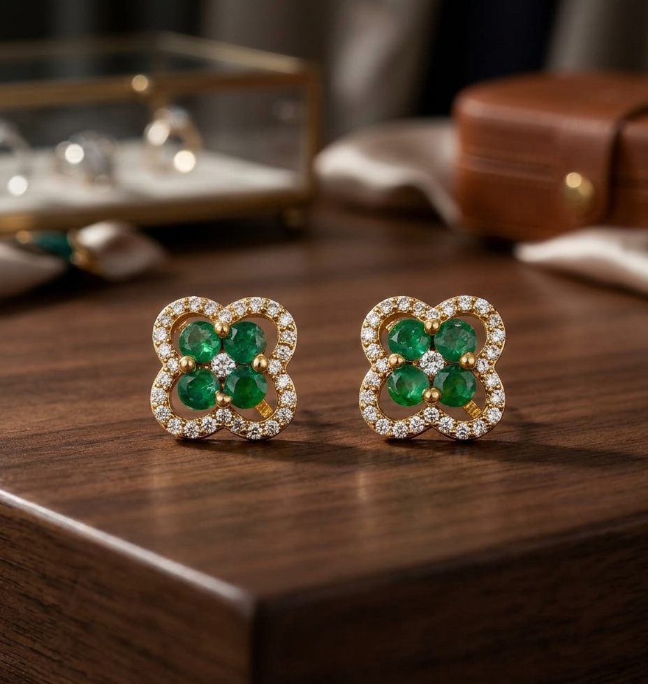 Four-Petal Floral Stud Earrings
