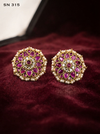 Floral Pearl-Edge Stud Earrings
