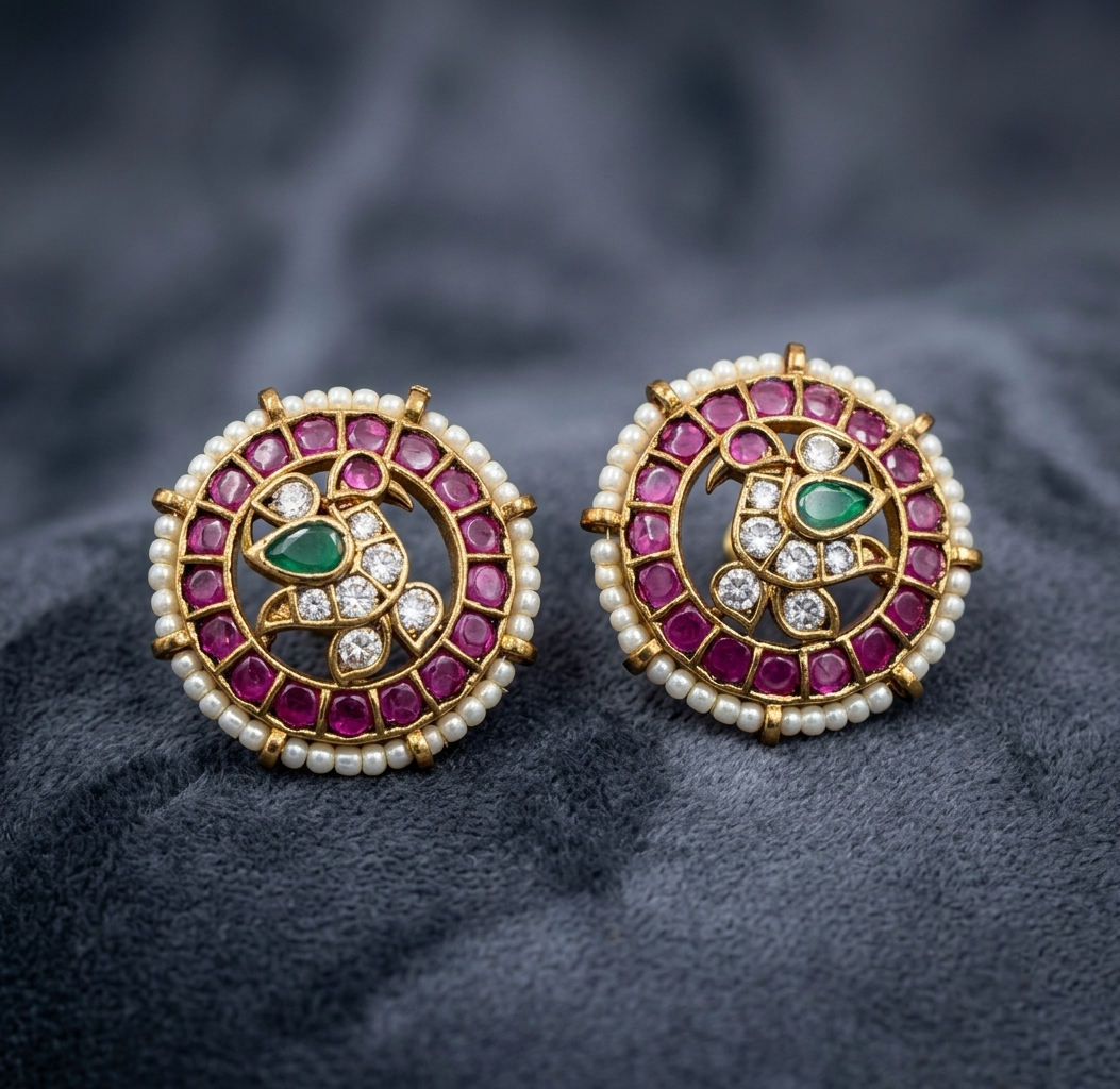 Pearl Border Peacock Stud