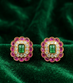 Ruby & Emerald Floral Stud Earrings
