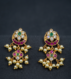 Ruby Emerald Chandbali Studs