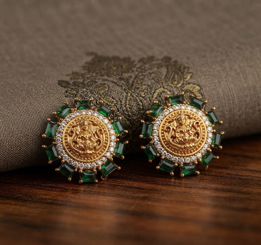 Lakshmi Coin Temple Stud